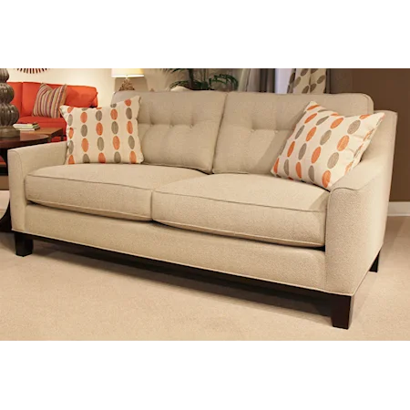 Transitional Sofa with Button-Tufted Back and Wood Legs
